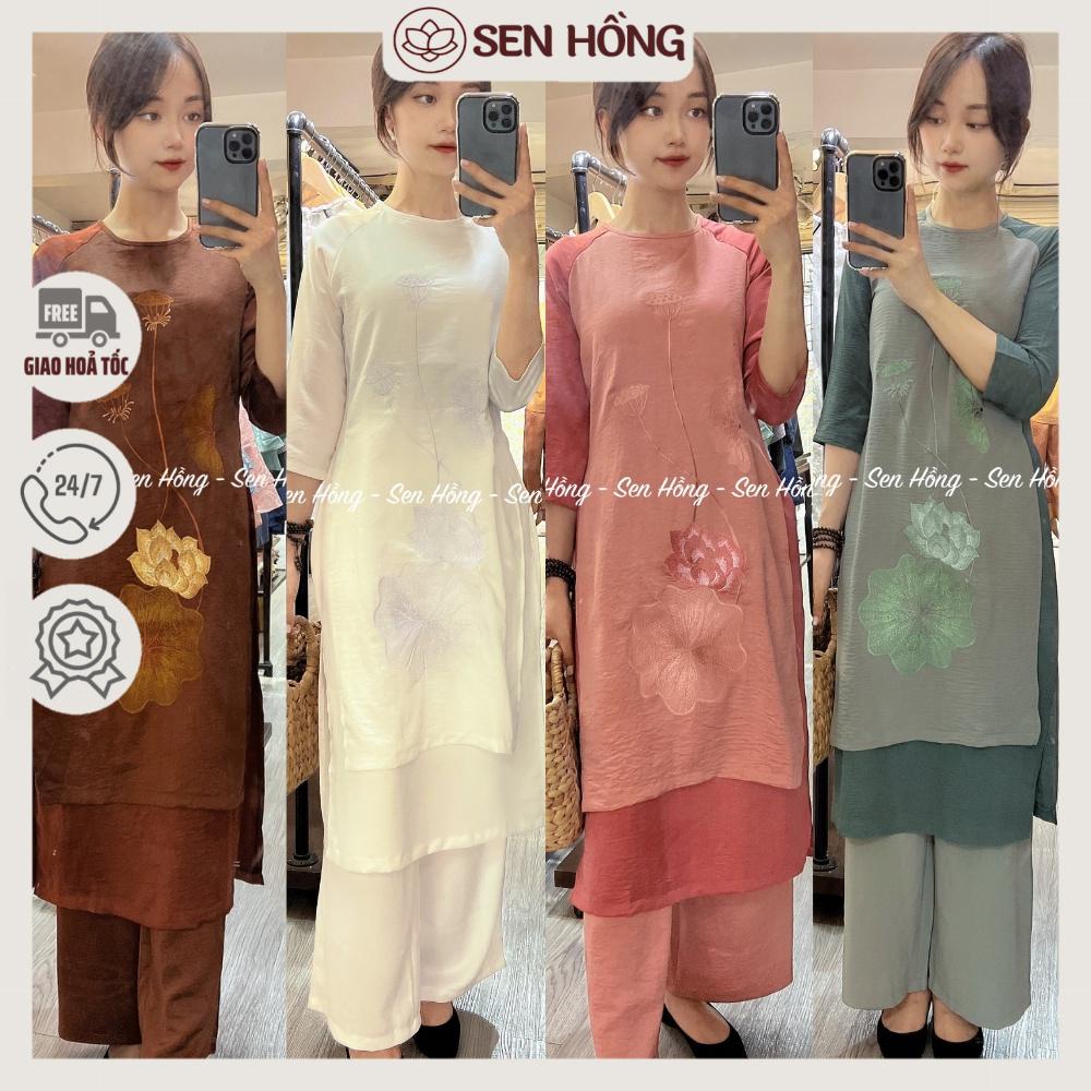 ÁO DÀI PHẬT TỬ ĐI LỄ CHÙA 4 TÀ - Set cách tân đi lễ #đồ lam nữ vải lụa tuyết - hàng thiết kế cao cấp