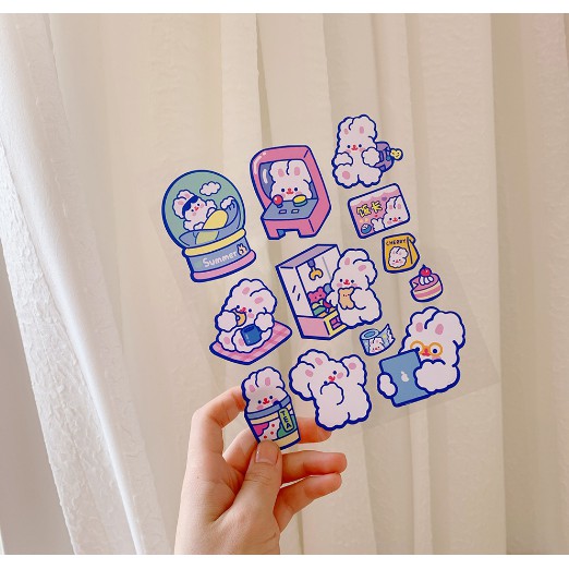 Sticker DIY Dán Trang Trí Thủ Công Cho Điện Thoại/Nhật Ký Hình Thỏ Đáng Yêu - Văn Phòng Phẩm Sáng Tạo