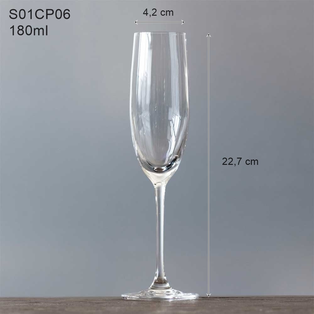 Bộ 6 Ly Uống Rượu Vang Sâm Panh Pha Lê Cao Cấp Lucaris Champagne 180ml Nhập Khẩu Chính Hãng Độ Bền Cao - Bangkok S01CP06