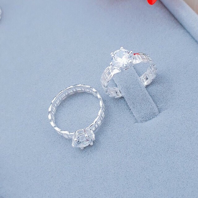 Nhẫn kim tiền tài lộc gắn đá bạc ta cho nữ-Minh Tâm Jewelry