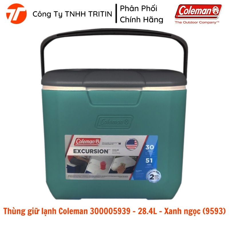 Thùng Giữ Lạnh 28.4L Xanh Ngọc (9593), kích thước 45cm x 32cm x 39cm COLEMAN 300005939 - Xuất xứ Mỹ | TRITINCO
