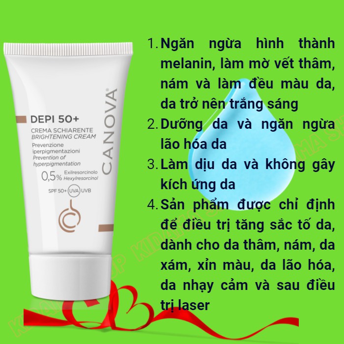 Kem mờ nám, hỗ trợ mờ nám tàn nhang dưỡng da nhạy cảm CANOVA Depi 50+ và 8+2 ngăn ngừa làm chậm lão hóa da