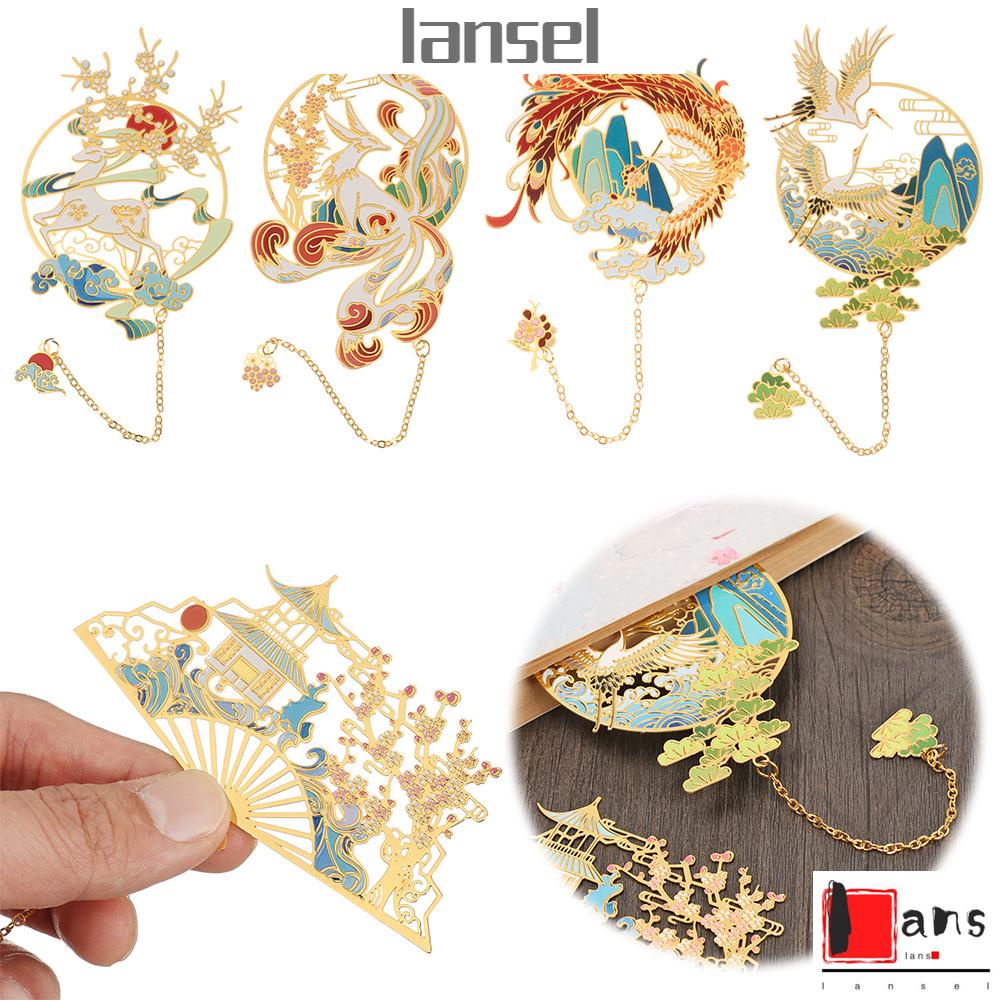 Kẹp Sách Bằng Kim Loại Phối Tua Rua Phong Cách Trung Hoa Cổ Điển Tiện Dụng Cho Học Sinh/ Văn Phòng