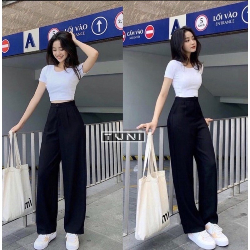 [Mã FADIRECT20 giảm 20K đơn 150K] Quần ống rộng cạp cao, kaky mềm mịn, nhiều màu | BigBuy360 - bigbuy360.vn