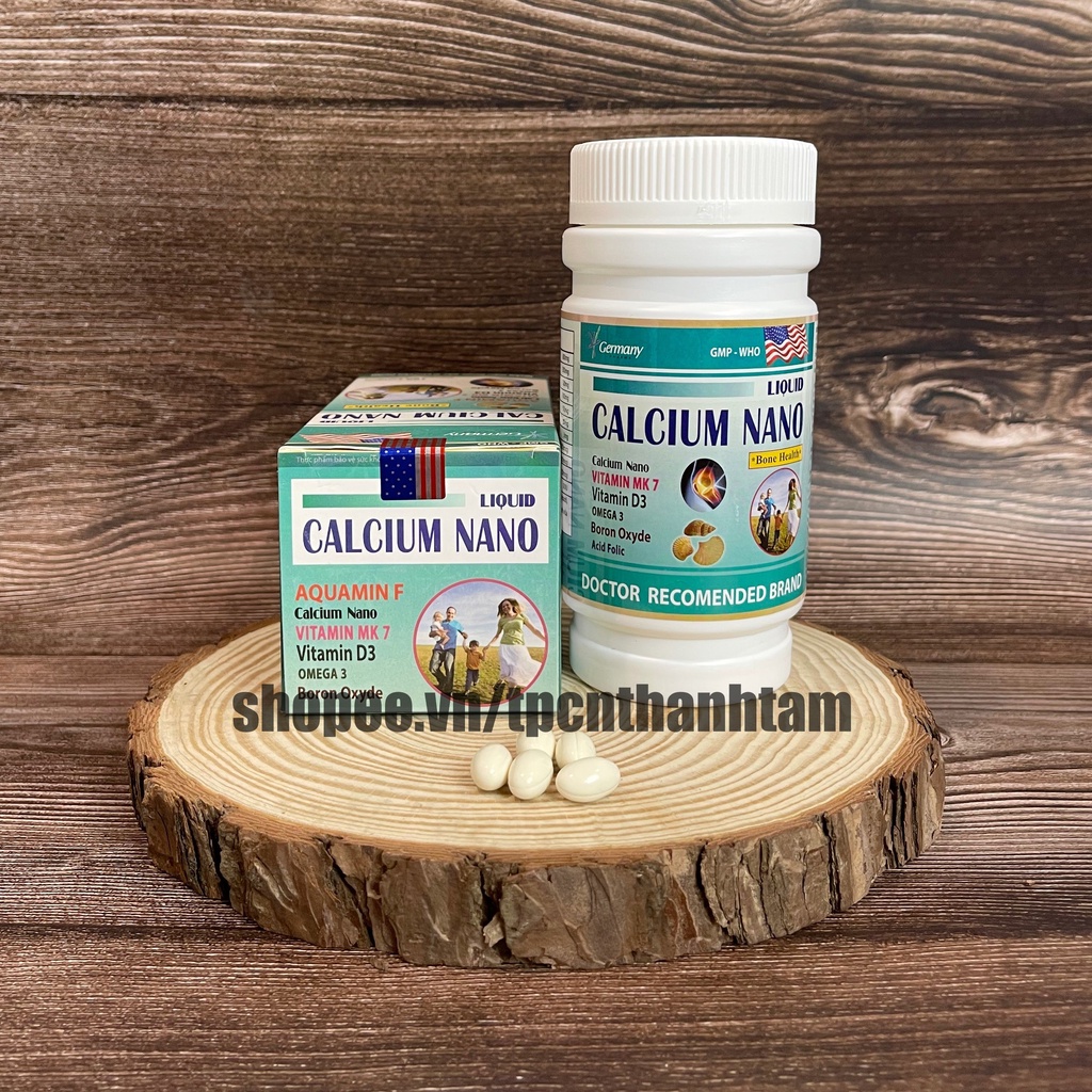 Viên uống  CALCIUM NANO LIQUID bổ sung canxi, vitamin và các khoáng chất cần thiết – Hộp 100 viên
