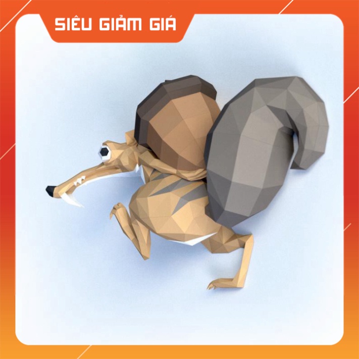 Mô hình  dán tường 3D Con sóc hài hước Kỷ Băng Hà bằng giấy, có hướng dẫn lắp ráp, trang trí phòng khách, phòng làm việc