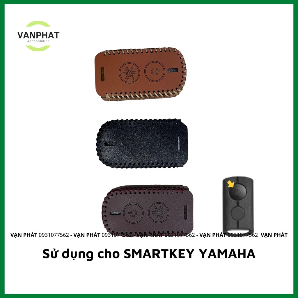 Bao da chìa khóa Smartkey dành cho xe máy YAMAHA FreeGo Janus Latte Grande Nozza NVX chất liệu da cao cấp Vạn Phát