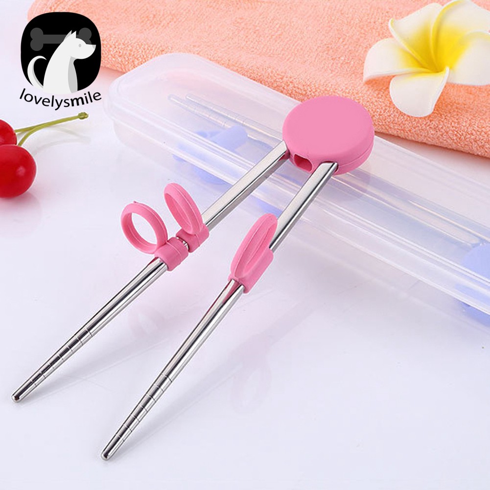 L ~✌Đũa Tập Ăn Bằng Silicone Và Thép Không Gỉ Dành Cho Người Mới Bắt Đầu