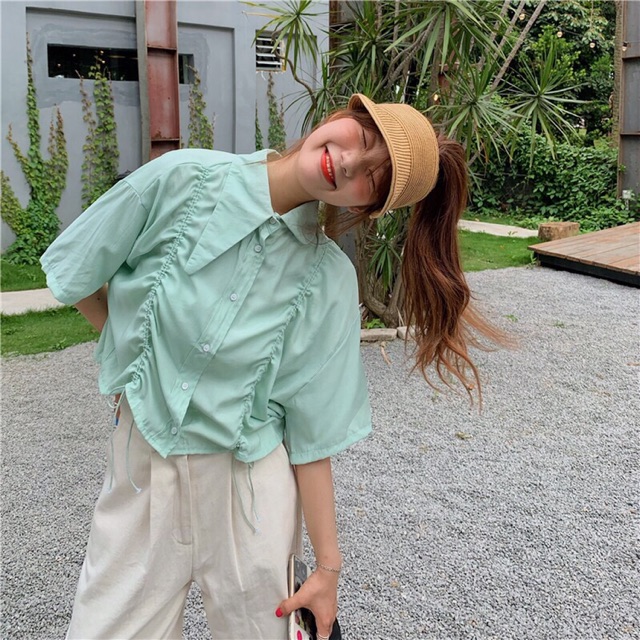 Bigsize - Áo sơ mi croptop