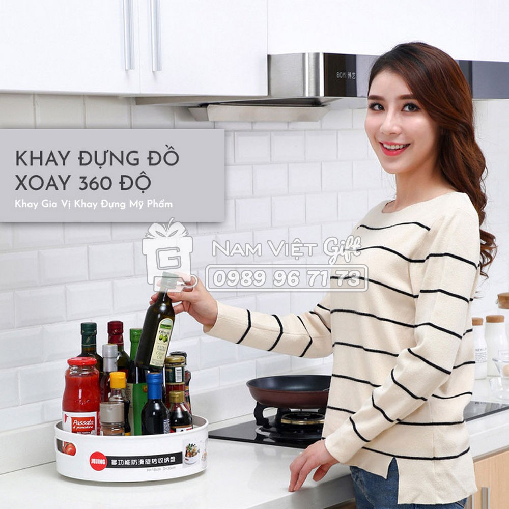 Khay Đựng Đồ Xoay 360 Độ Khay Gia Vị Khay Đựng Mỹ Phẩm