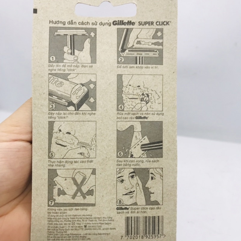 Bàn cạo/Dao cạo râu cán đen GILLETTE SUPER THIN - chính hãng