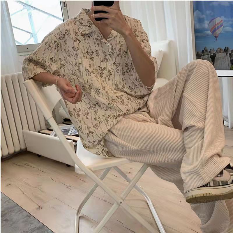 Áo Sơ Mi Ngắn Tay In Hoa Thời Trang Hàn Quốc Dành Cho Nam Và Nữ