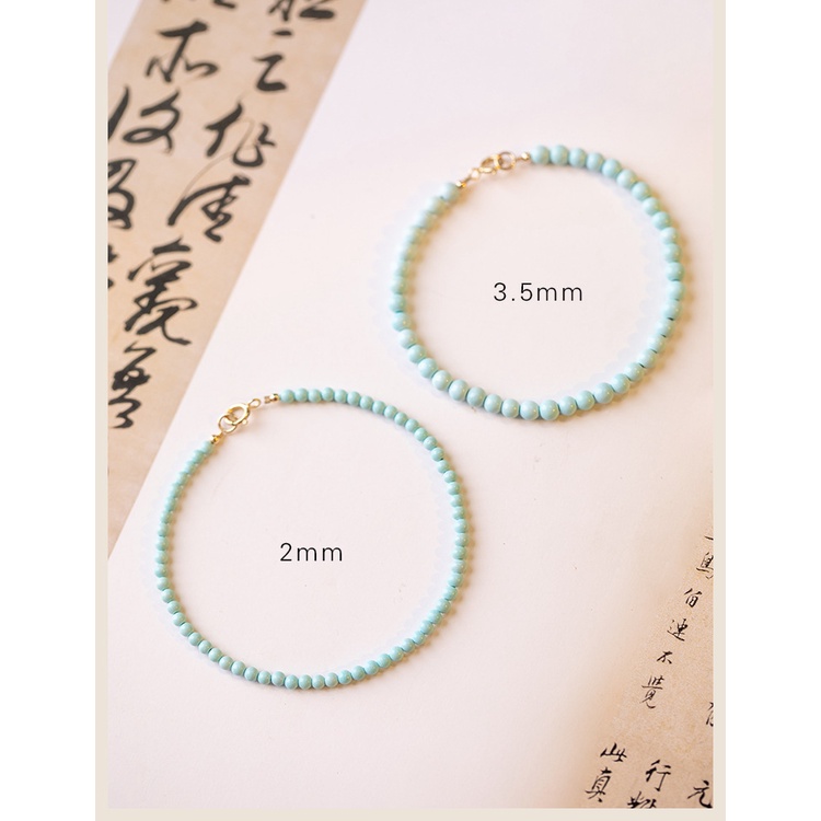 [Hàng Mới Về] Vòng Đeo Tay Chuỗi Hạt Ngọc Lam Tròn Nhỏ Tươi Mới Thời Trang Xuân Hè Cho Nữ