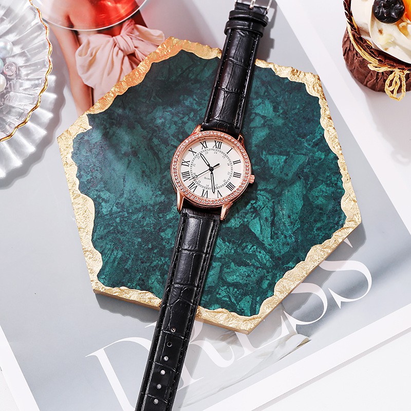Đồng hồ nữ dây da DZINER ND04 mặt tròn thời trang đẹp cao cấp giá rẻ LINDO