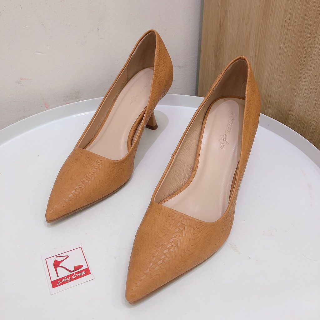 GIÀY CAO GÓT COLEE MŨI NHỌN DA VÂN SỌC CAO 6 CM 005137