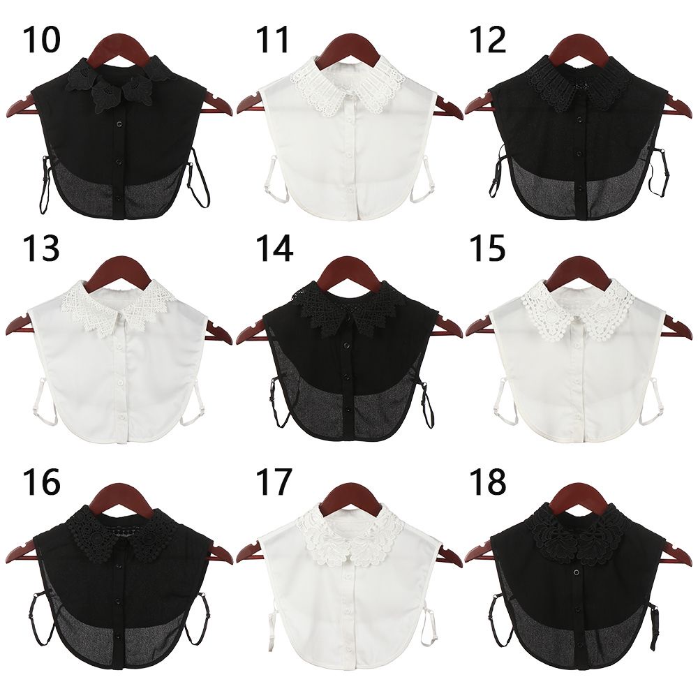 Clever New Fashion Men's And Women's Classic Black And White Embroidered Lace Fake Shirt Collar