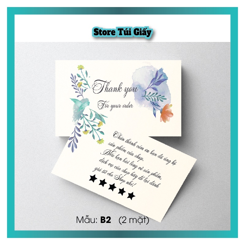 Thiệp cảm ơn Khách Hàng - SET 50 thiệp - Card giấy cứng, mẫu đẹp cute  - TUIGIAY.STORE