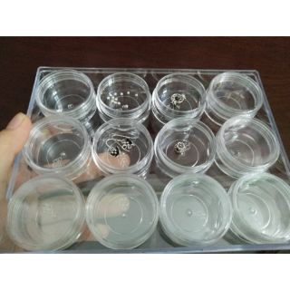 12 hộp nhỏ tròn mica đựng phụ kiện có nắp đậy