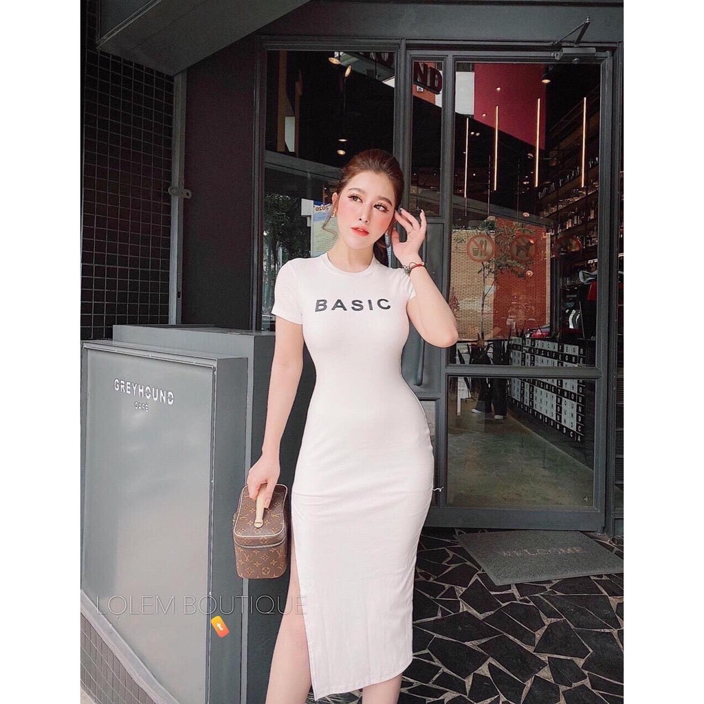 Đầm Body In Basic Xẻ Tà Sexy