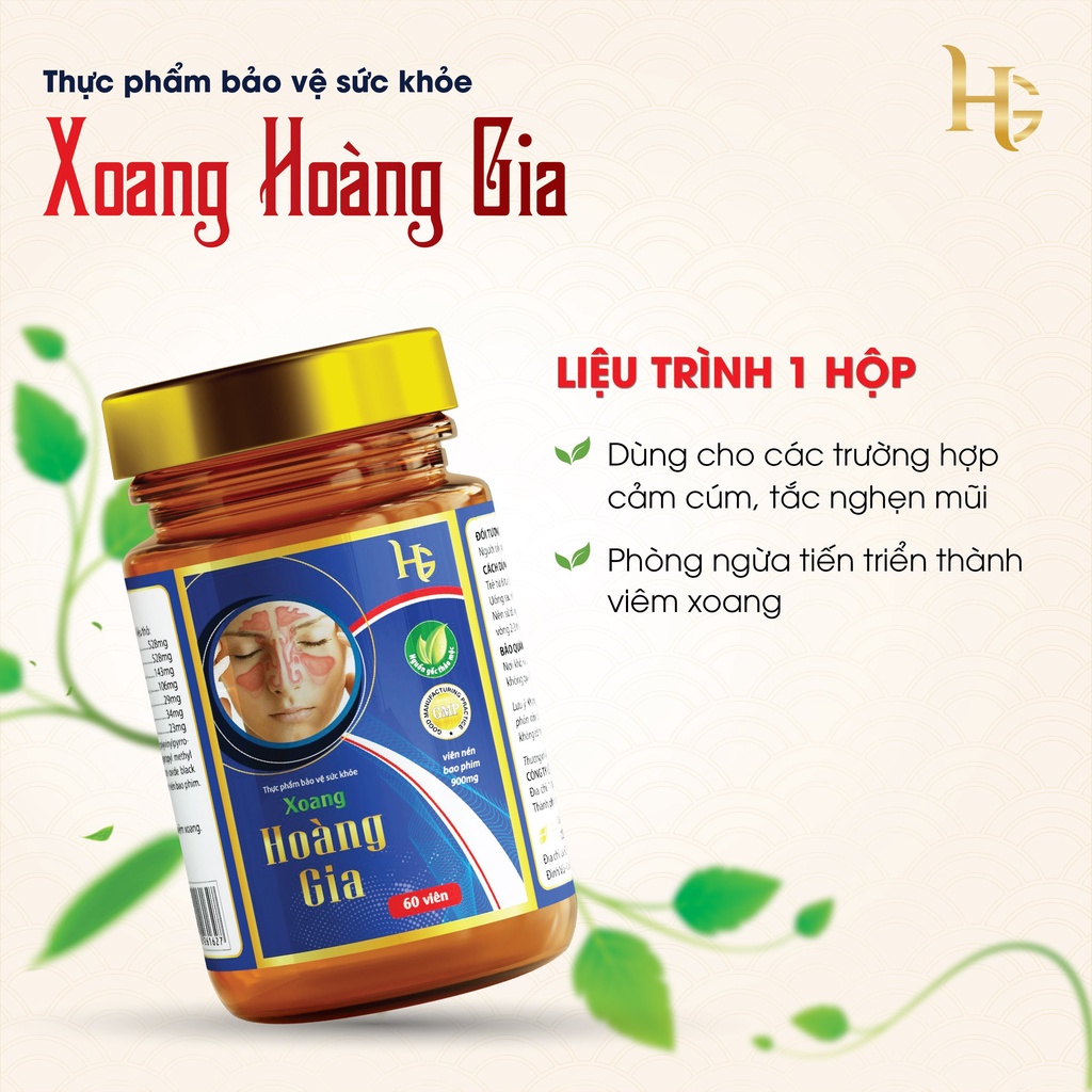 [CHÍNH HÃNG] VIÊN UỐNG XOANG HOÀNG GIA, Viêm mũi dị ứng, viêm xoang, xoang mủ, viêm xoang đau nhức trán, chảy mủ