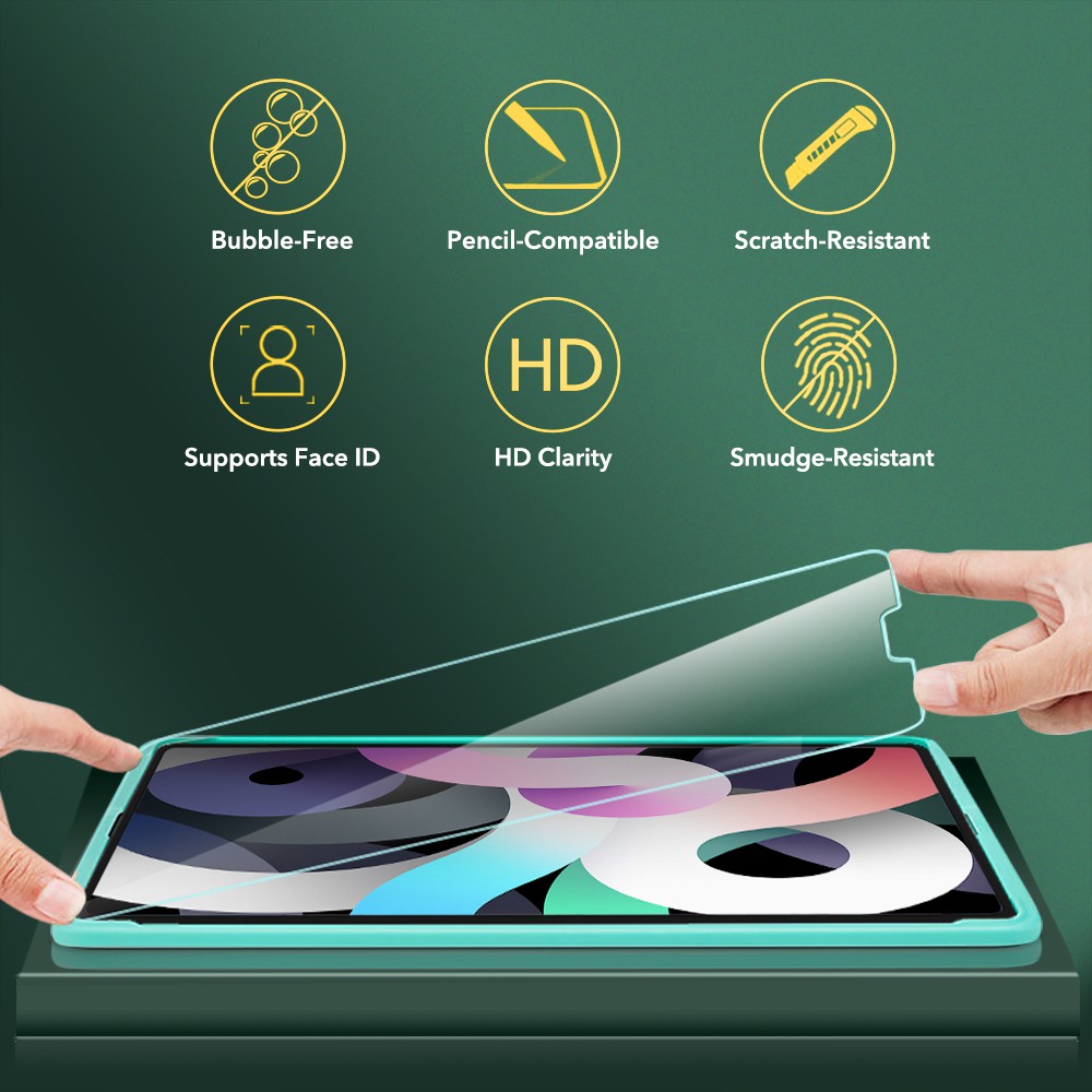 Kính cường lực bảo vệ màn hình ESR chống ánh sáng xanh và chống trầy xước độ cứng 9H HD cho iPad 8th / Air 4 Pro 11