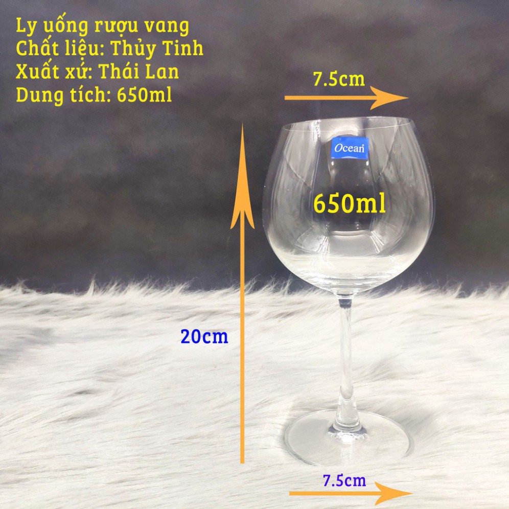 Bộ 6 Ly rượu vang thủy tinh Ocean Madison Burgundy - 650ml - 15A21 (Bộ 06 ly - Hàng Nhập ThaiLand)