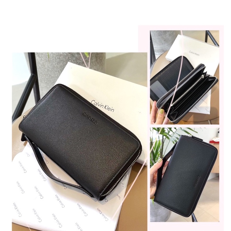 TNS-Clutch nam 2 ngăn siêu  C•K clutch for men -đen classic sang trọng-box quà tặng