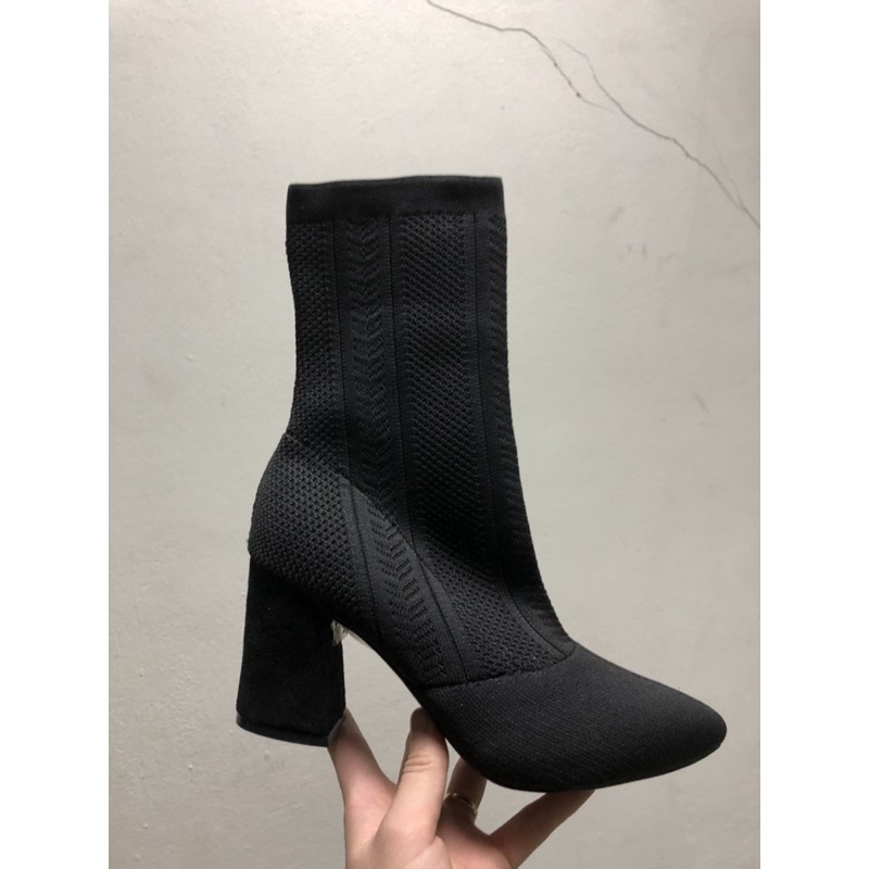 BOOT LEN DÀY VÂN SỌC Ô GÓT TRỤ 7 PHÂN SIÊU HOTTT G02 và Len lửng gót bạc