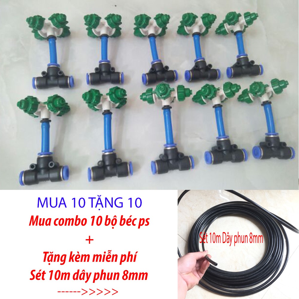 [ Siêu hot ] Combo 10 bộ béc phun sương tặng 10m dây 8mm.