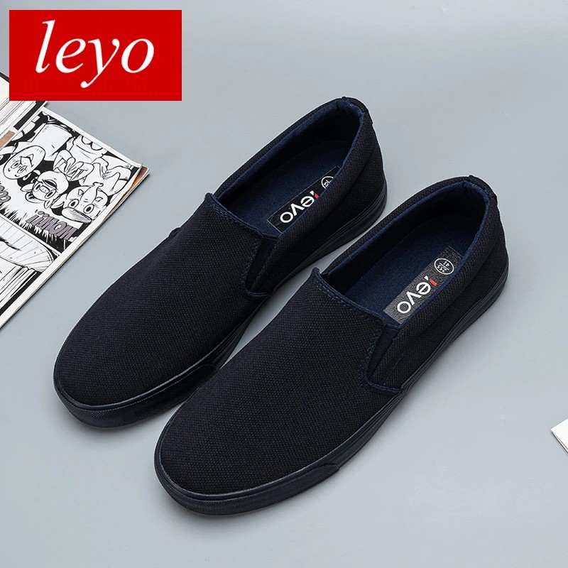 Slip on nam - Giày lười vải nam LEYO - Vải polyester màu đen full và xanh than full - Mã SP A7522