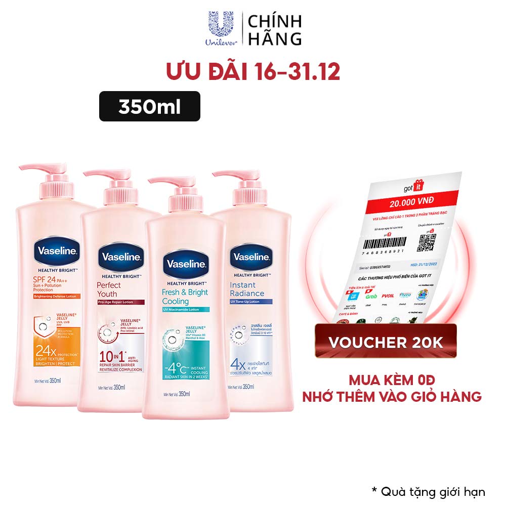 Sữa dưỡng thể trắng da Vaseline 350ml/chai