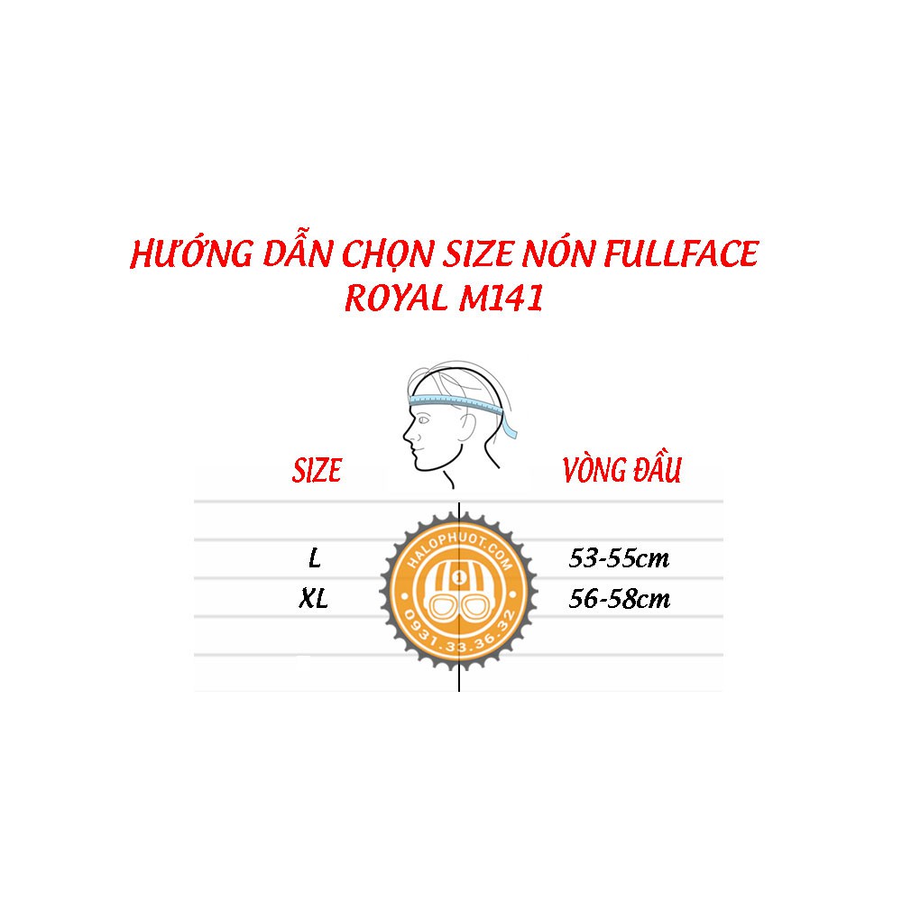 Mũ bảo hiểm Fullface kính âm Royal M141K Vàng (Chính hãng)