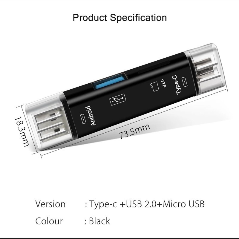 Đầu Đọc Thẻ Nhớ OTG Usb 2.0 5 Trong 1 Đa Năng
