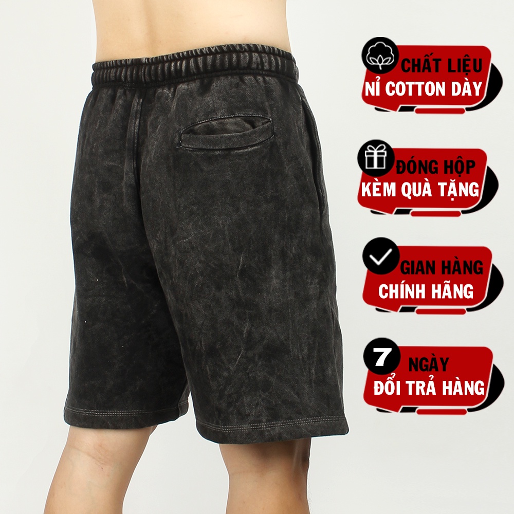 Quần Short Nỉ Washed Đen Essential Local Brand Xfire