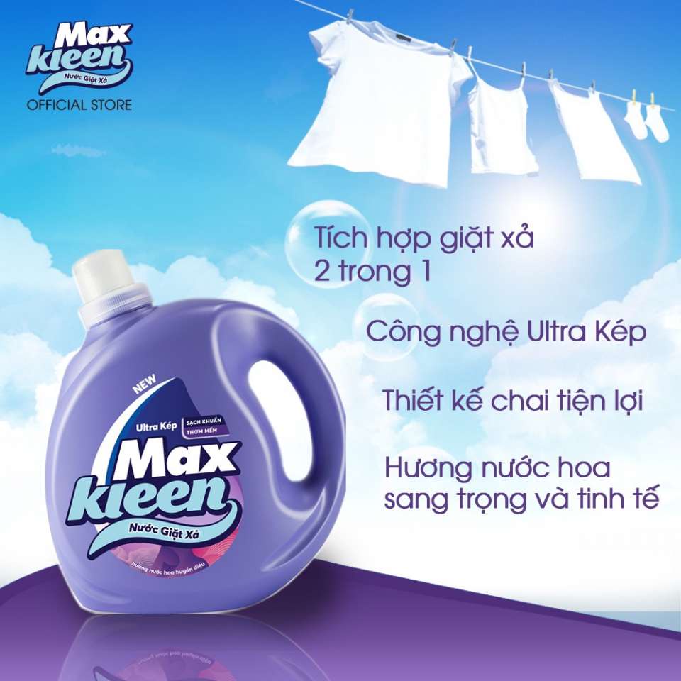 Túi nước giặt xả cho máy giặt Maxkleen thiên nhiên túi 2,2kg