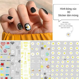 Sticker dán móng 3D hình bông cúc trắng rụng cánh