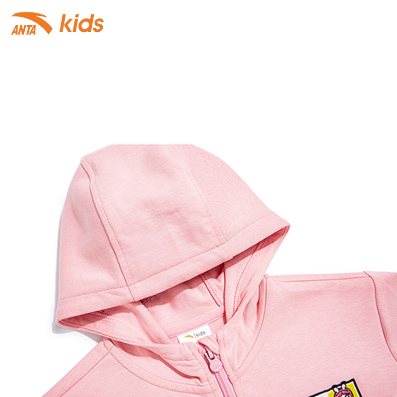 Áo khoác nỉ có mũ thời trang phối màu nữ tính Anta Kids 362019726-2