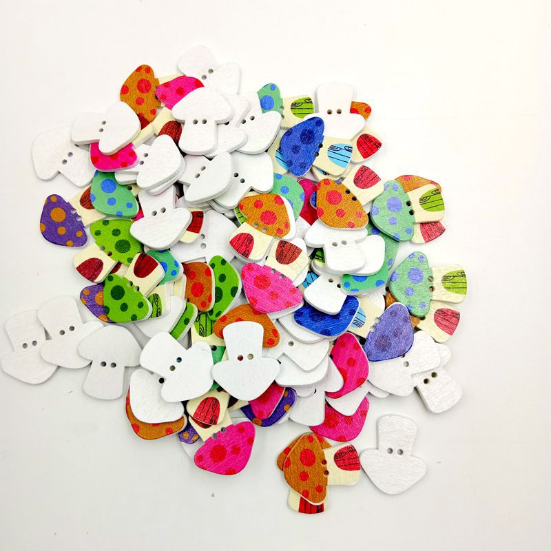 100 Khuy Gỗ Hình Ngôi Nhà Nấm Nhiều Màu