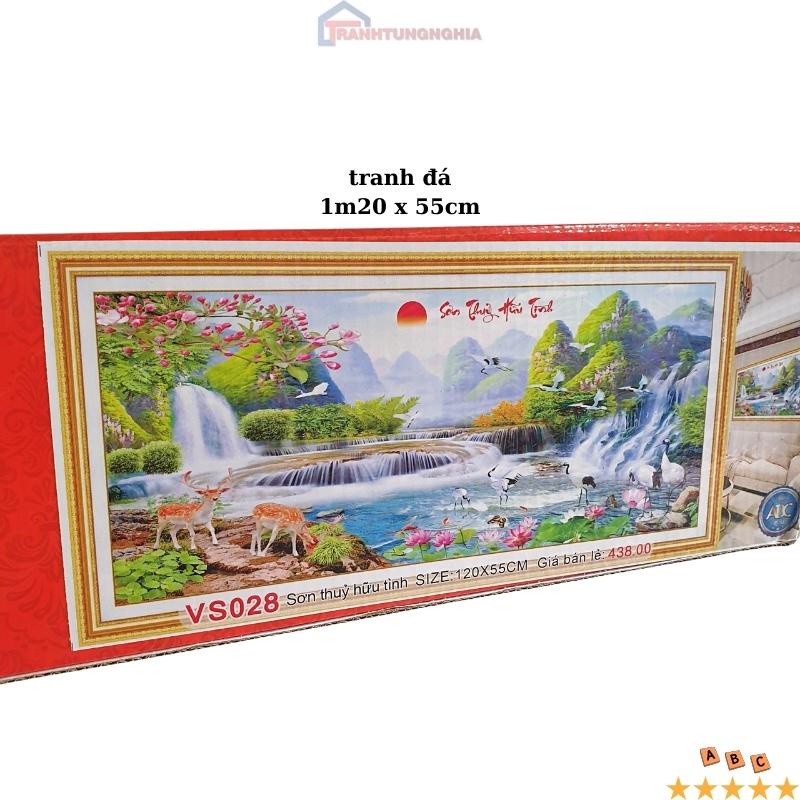 Tranh đính đá, tranh thêu chữ thập phong cảnh sơn thủy hữu tình