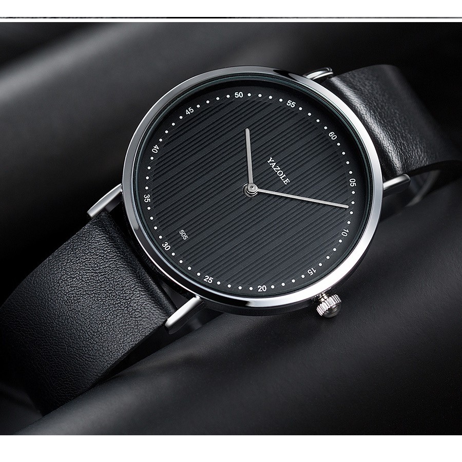 Đồng Hồ Nam YAZOLE Y5888 Chạy 2 kim Doanh Nhân 2020 Dây Da Cao Cấp