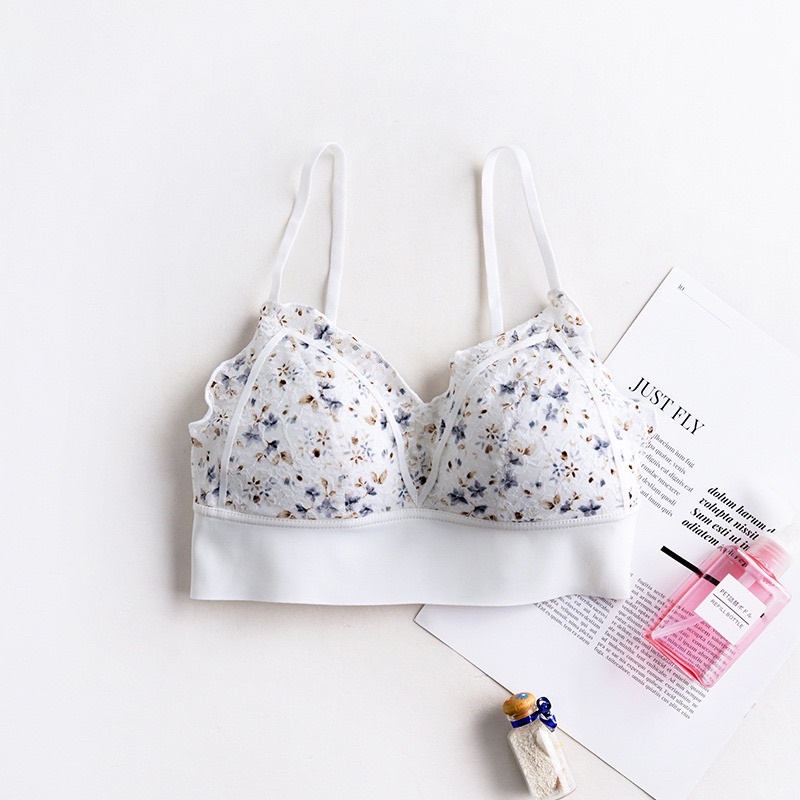 Áo lót nữ ren không gọng.Áo bra coset Su hoa nhí bra lưng siêu êm