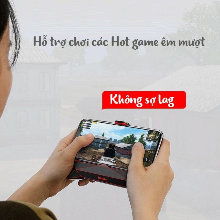 Tay cầm chơi game cho điện thoại Baseus kiêm đế tản nhiệt, pin sạc dự phòng 2000mAh - Hàng chính hãng, cao cấp-LV422-BK