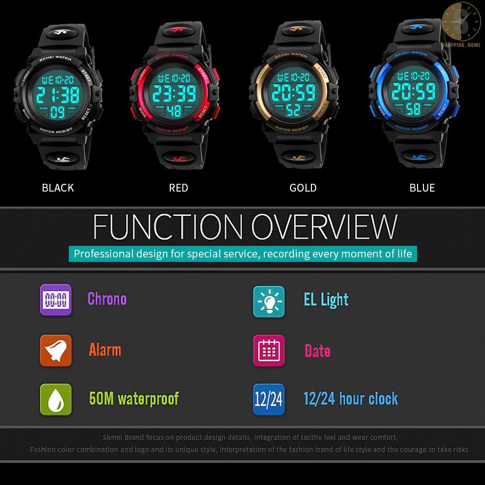 Đồng Hồ Điện Tử Màn Hình Dạ Quang Đa Năng Chống Thấm Nước Kiểu Dáng Thể Thao Cho Bé | BigBuy360 - bigbuy360.vn