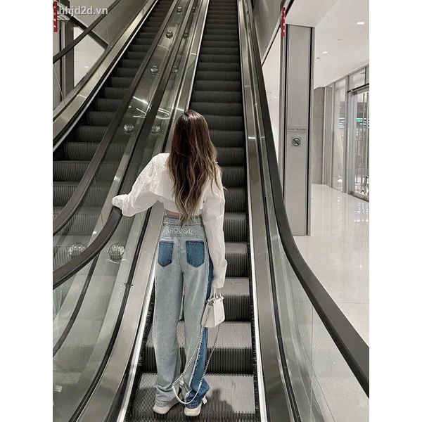Quần Jean Ống Rộng Hai Màu Sắc Thời Trang Mùa Hè Cho Nữ