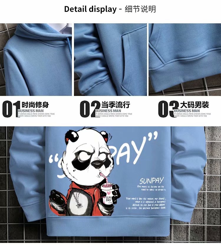 Áo khoác hoodie in hình gấu trúc 8 màu thời trang