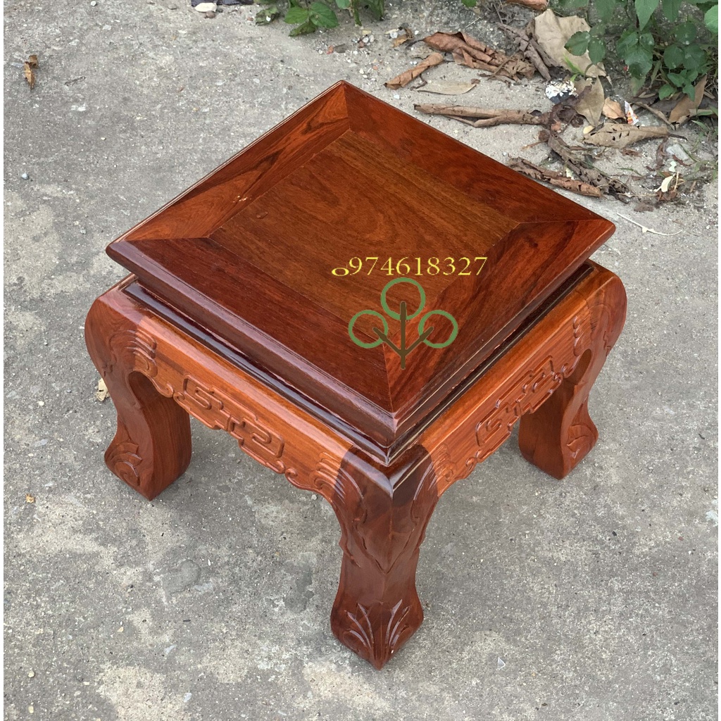 Đôn Ngồi Vuông Kê Đồ Phòng Khách Chiện Gỗ Hương  Mặt 32.35cm