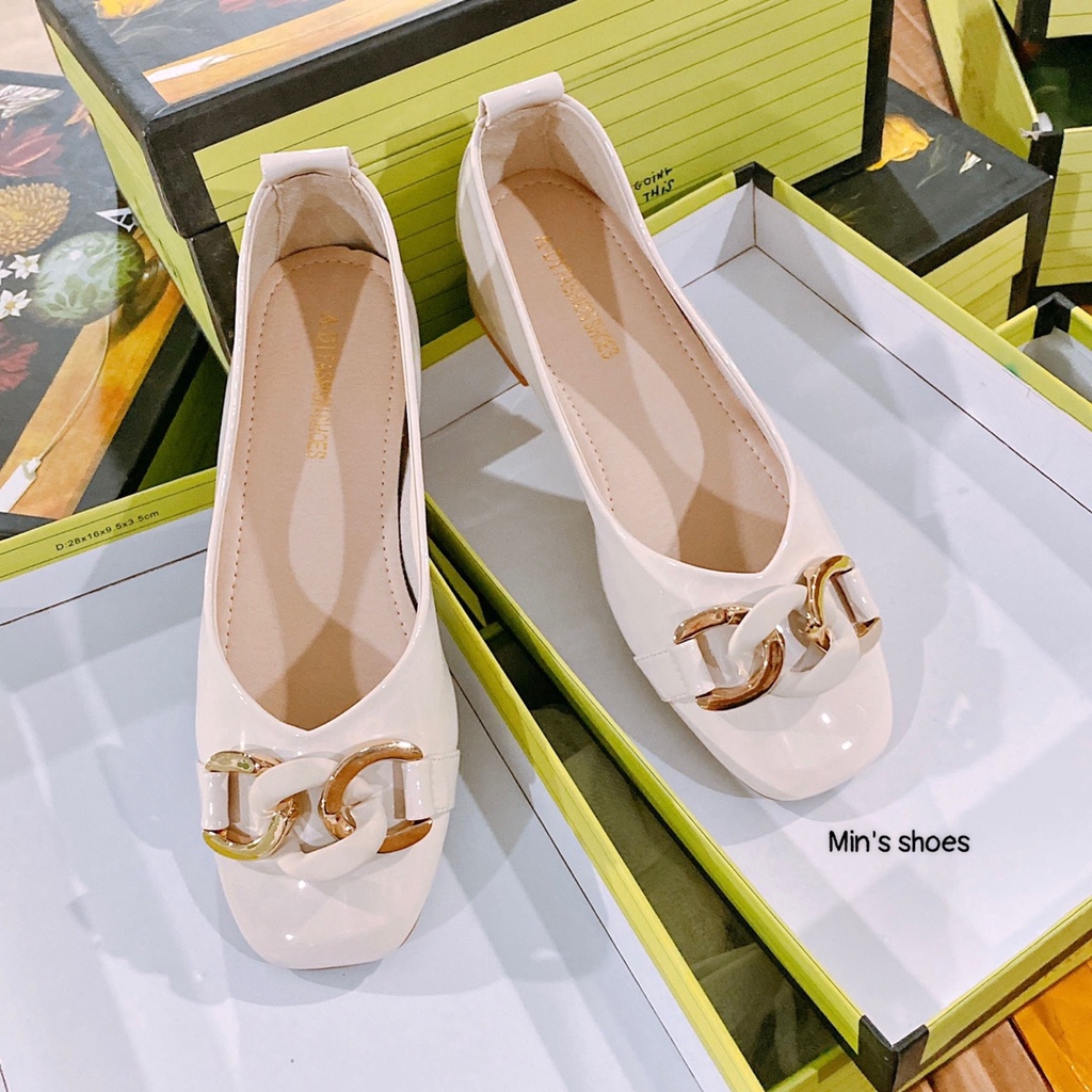 Min's Shoes - Giày Cao Gót 2p Nơ Xích Da Mềm CC01-VN03