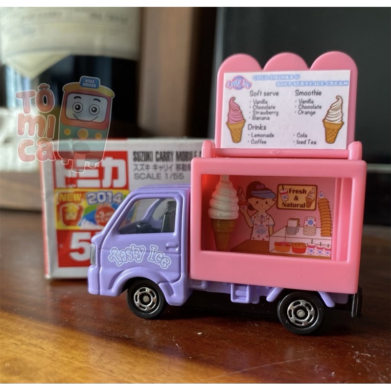 Xe mô hình tomica mẫu xe tải Suzuki No 57 bán kem - Màu hồng tím - Có hộp