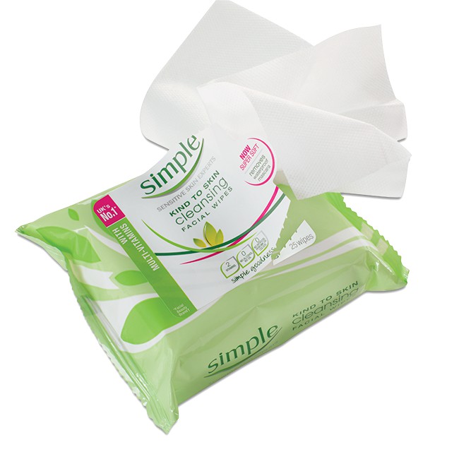 Khăn tẩy trang Simple Kind to skin Cleansing Facial Wipes 25 tờ