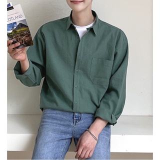Áo sơ mi nam dài tay màu xanh rêu